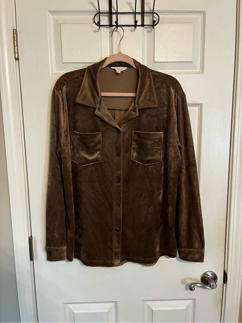 Men's Brown Velvet Shirt Jacket - Lightweight Layer